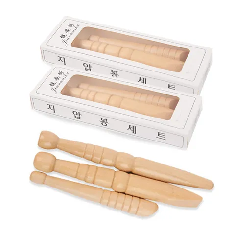 편백나무 지압봉 3종세트 혈자리 지압봉 셀프마사지 2개