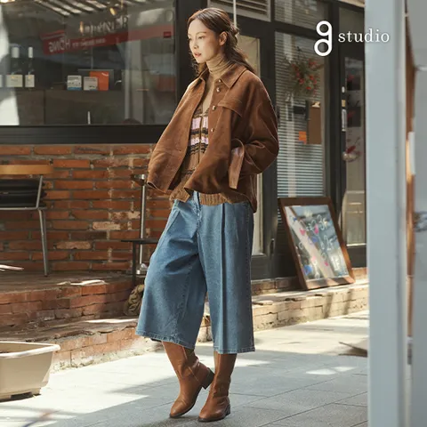 지스튜디오 25FW 유럽산 슬링키 롱 버뮤다 데님팬츠