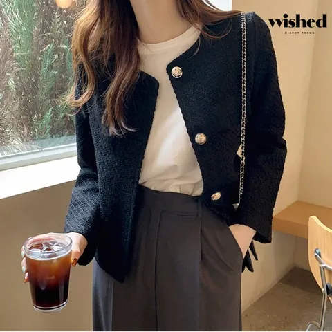 정상가:69,000원ㅣ쓰리버튼 페미닌 간절기 트위드 긴팔 자켓 (WIBBJK015)