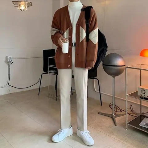 남자 패션 오버핏 봄코디 남성 1컬러 편한착용 가디건추천  편한착용  데일리룩  봄코디  따뜻한