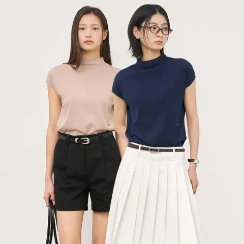 모크넥 캡 슬리브 니트 [3COL] / WBE2L05544