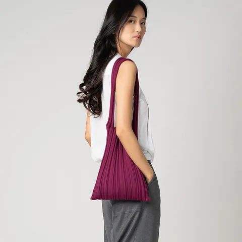 [무케] 닛닛_바코드 데일리 백 Wineberry 바코드백 여성가방 셔링 플리츠백