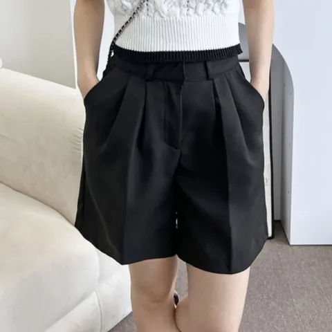 5부 슬랙스 뽀얌 핏 핀턱 심플 반바지 베이직 여자슬랙스 유니클로감탄팬츠 감탄팬츠