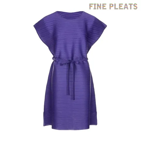 [FINE PLEATS] 피네 플리츠 벨트 캡소매 원피스 퍼플
