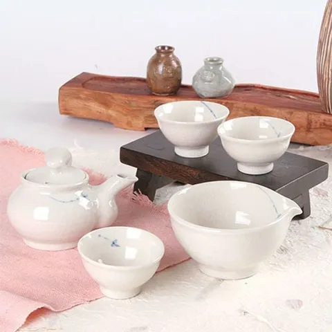 도자기찻잔 다도 3인세트 청화 티팟 집들이선물 도자기찻잔 분위기 전통찻잔 티팟세트
