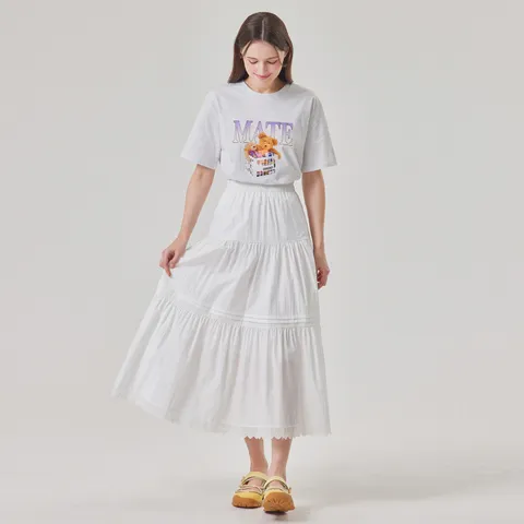 [롯데백화점]레이스 배색 핀턱 티어드 스커트 PBBF6S1SK8071