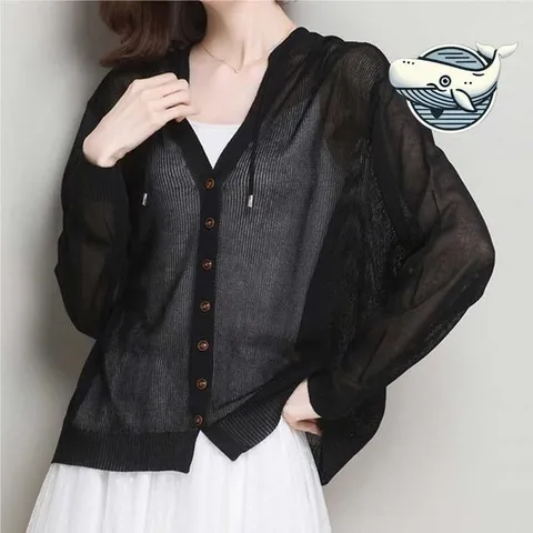 [오노마] ONM 루즈핏 시스루 후드 가디건 간절기 니트 여름 (32101712)