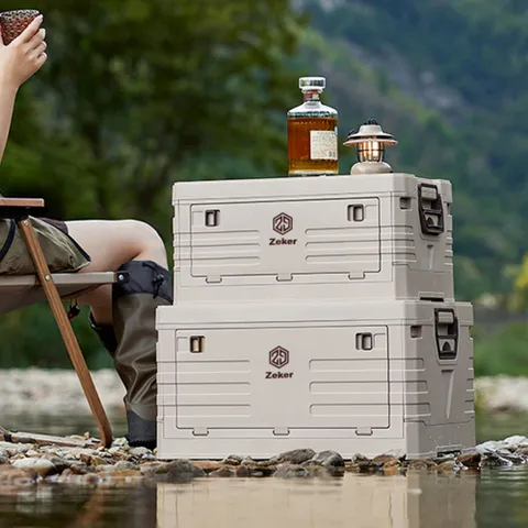 제커 캠핑 폴딩 박스 우드형 테이블 정리함