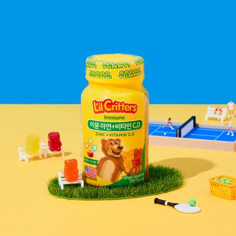 꾸미바이트 이뮨 아연+비타민 C,D 60구미 1병