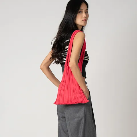 [무케] 닛닛_바코드 데일리 백 Paradisepink 바코드백 여성가방 셔링 플리츠백