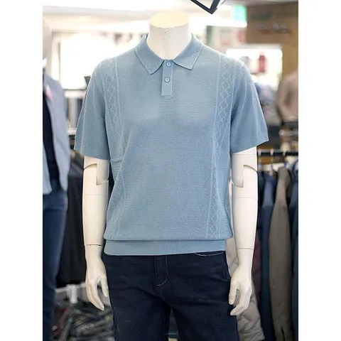 크로커다일 세이브존03 [크로커다일] 남성 봄 여름 펀칭 포인트 반팔 카라 니트 AGCDAABKT2342A (32959550)