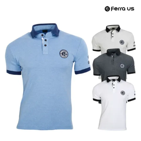 남성 여름 골프복 골프웨어 배색 골프 반팔 티셔츠