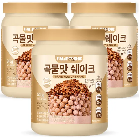 아임푸디 맛있는 곡물맛 단백질쉐이크 고단백 저당 프로틴 단백질보충제 3개
