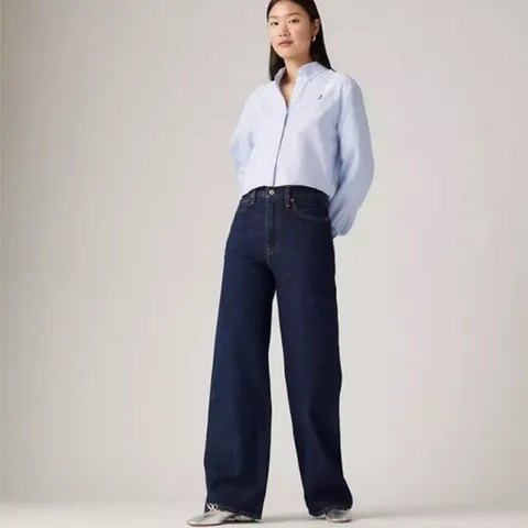 여성 와이드 레그 생지 진청 데님팬츠  A6081-0019_KG