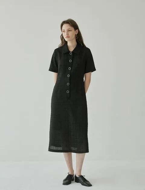 [브리치] 위에버 /  OPS23018  아델 트위드 카라 원피스