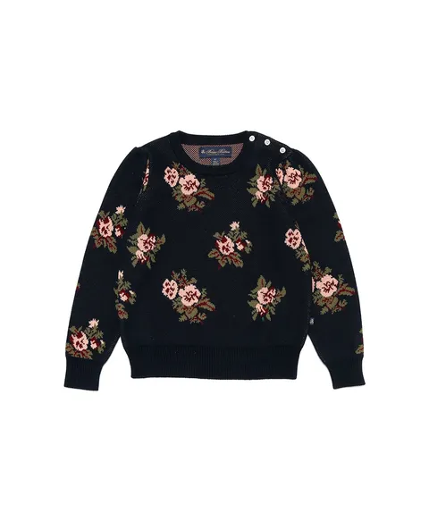 [정상가 139000원][키즈] 플로럴 패턴 스웨터 (네이비) (BBWRKG2770QDF)
