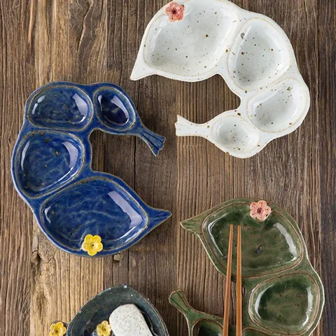 이천도자기 손화 4구 도자기 찬기 반찬 앞접시 그릇 도자기접시 도자기그릇 반찬기