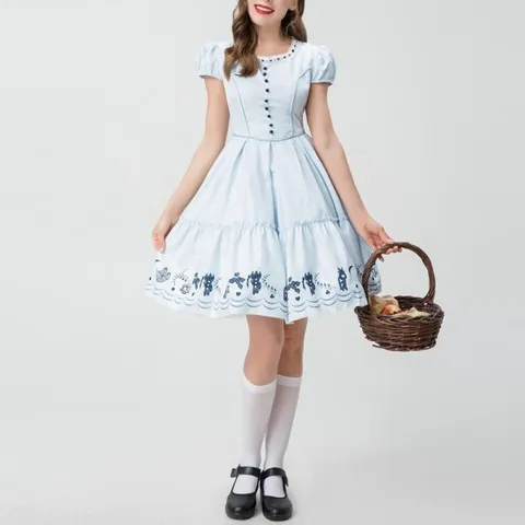 이상한나라 앨리 빈티지 퍼프 드레스 코스프