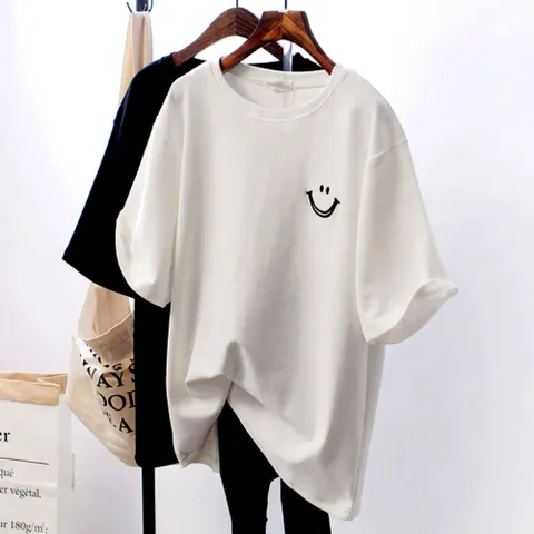 여성 스마일 반팔티 여자반팔티 여성반팔티 여자프린트티 반팔프린트티