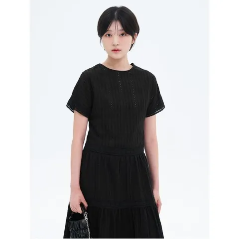 아일렛 자카드 블라우스  블랙 (125765MQ95)