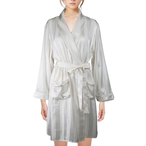 실크핏 사틴 스트라이프 여성잠옷 로브가운세트 GW8869WWP8869A