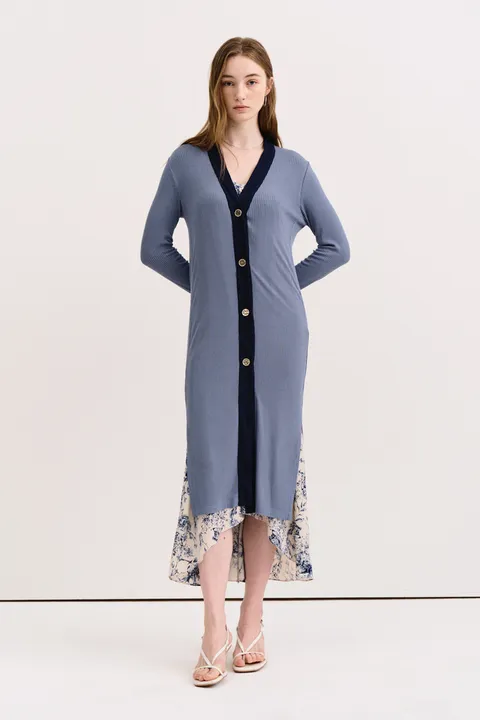 썸머 브리즈 투톤 롱가디건_블루