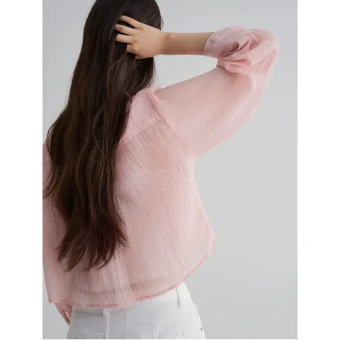 크링클 크롭 셔츠 - 라이트 핑크 (355764LY2Y)