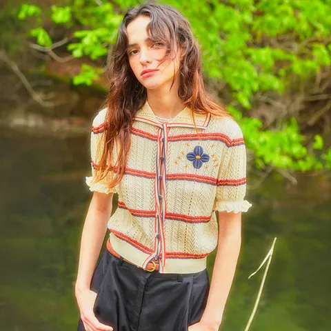 Summer Punching Ribbon Cardigan [Flower]