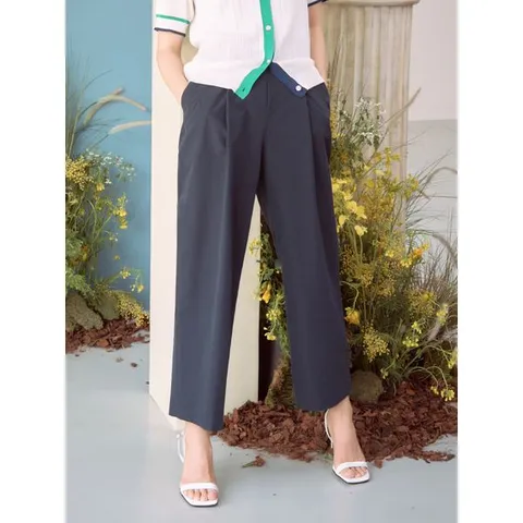 [하프클럽/르투아]핀턱 벨티드 팬츠 네이비