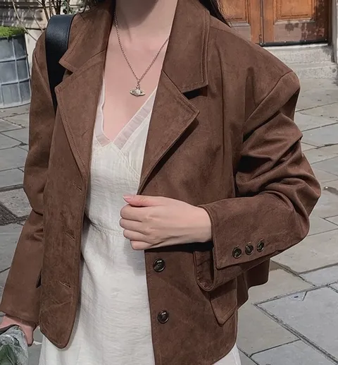 디트 스웨이드 더블카라 숏 자켓 3color