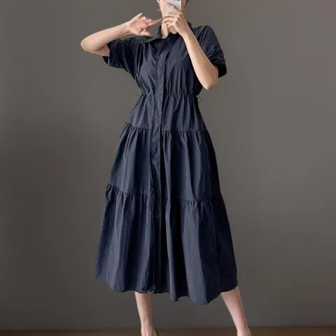 [신상오픈런] 여성 나일론 롱셔츠 스트링 디자인 투웨이 원피스