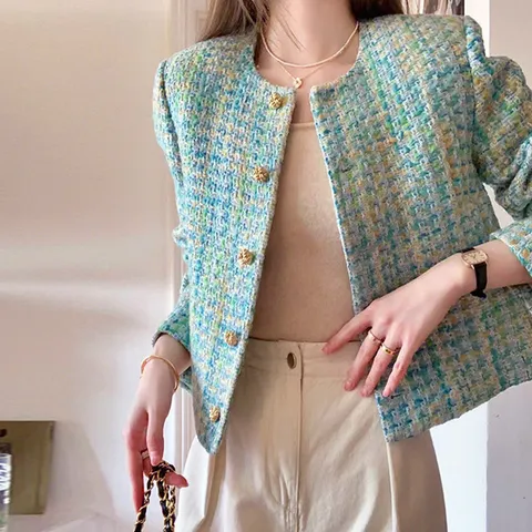 리즈어게인 오스크 어깨패드 트위드 자켓