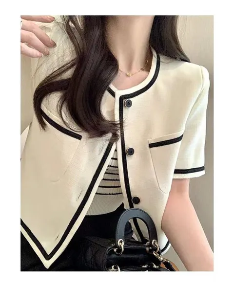 [브리치]  / 릴리 반팔 화이트 트위드 숏 자켓 BA40642