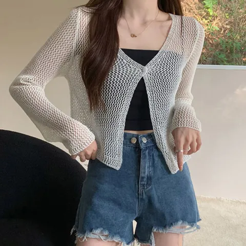 여름 간절기 활용하기 좋은 시스루 메쉬 가디건