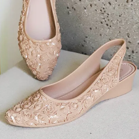 여성 젤리샌들 여름 장마구두 4cm