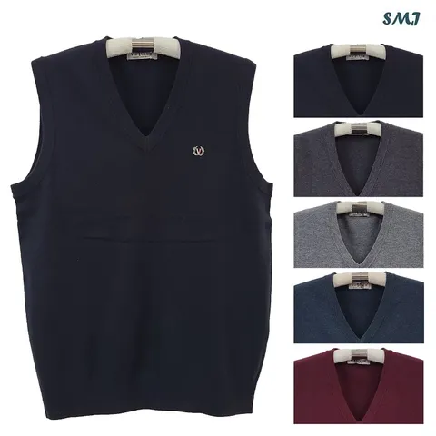 SMJ1461 남자 울혼방 V넥 니트 조끼 일반핏 중년 남성 정장 조끼