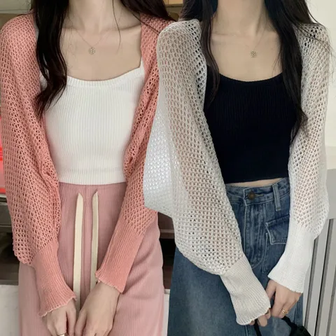 얇은소재 넓은 메쉬 시원해보이는 볼레로 가디건 반팔볼레로 니트가디건 카디건 린넨볼레로