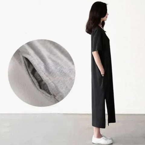 [하프클럽/모노무드] 반팔 롱 원피스 롱스타일 브이넥 마담의류