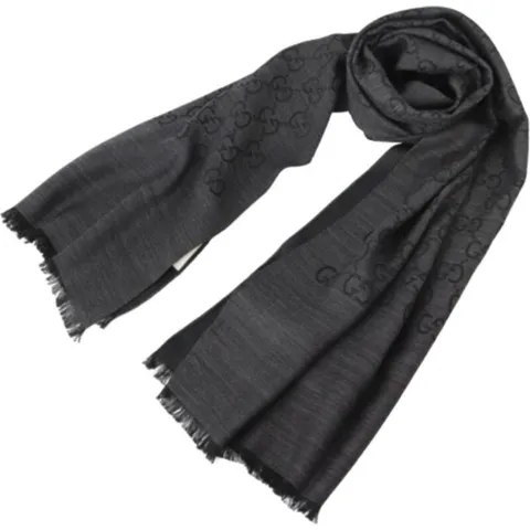 [명품]  165904 3G646 1100 자카드 GG 울 실크 투톤 스카프 차콜