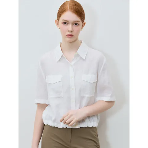 (SHESMISS)] 린넨100프로 스트링 반팔 셔츠 (택가격: 198000원)