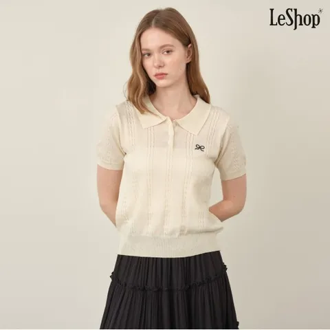 정상가:59,000원ㅣ카라 하프 버튼 꽈배기 반팔 니트 (DP2KT016A)