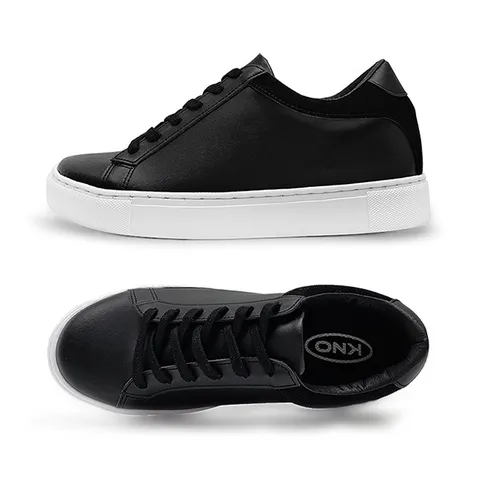 모아 젠틀리 남자 키높이 스니커즈 6cm 레더 가죽 남성 운동화 커플 신발 블랙