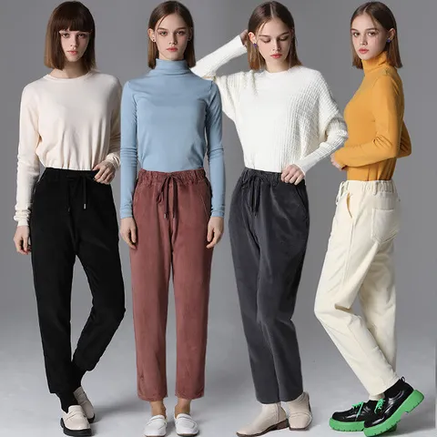 [홈쇼핑방송/(LeOT)] 벨벳 코듀로이 기모 팬츠(4종택일)-사이즈 5599다양