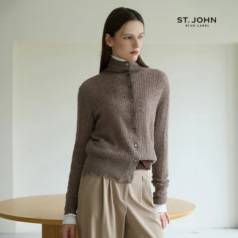 25FW 글리터 캐시미어 하이넥 가디건