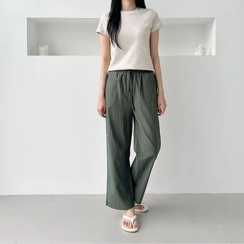 [오노마] ONM 세느뷔 허리밴딩 인견 베이직 와이드바지 SD25 (40825347)