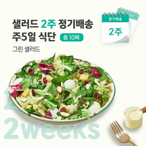2주 정기배송 주 5일 그린 샐러드 5팩