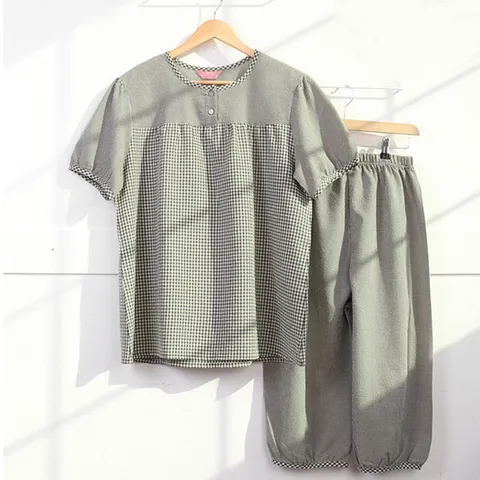 [보슈아]1122 국내산 여성 반팔파자마바지상하세트 지지미 여름홈웨어