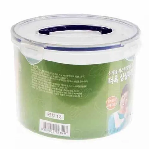 밀폐용기 반찬통 원형 플라스틱 핸들 용기 저장 김치 3L 13호 반찬통 김치통 플라스틱