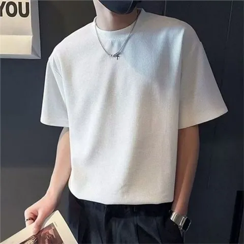 루즈핏 남성 와플 반팔 티 메쉬 와플 반팔 티셔츠 라운드 남성와플반팔티 남자와플반팔티