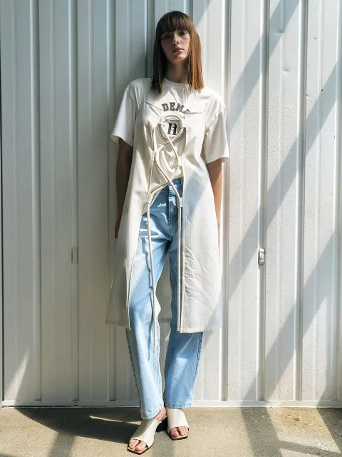 엣드맹 22REOP02IV 스트링 디테일 슬릿 드레스